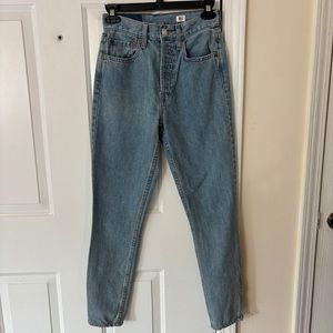 Re/Done Original Mid-90s High Rise Ankle Zip Button Fly Cropped Jeans size 23